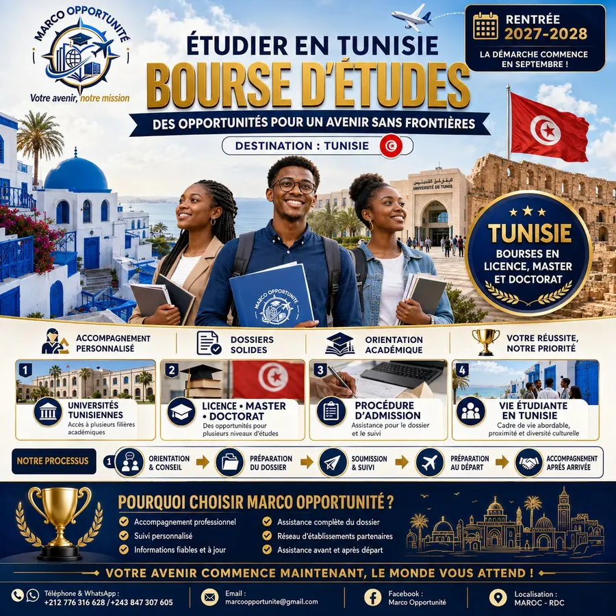 Affiche Marco Opportunité pour étudier en Tunisie